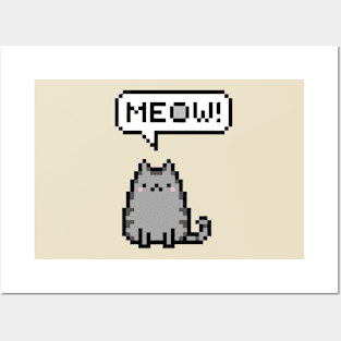 Pixel Cat Meow Posters and Art